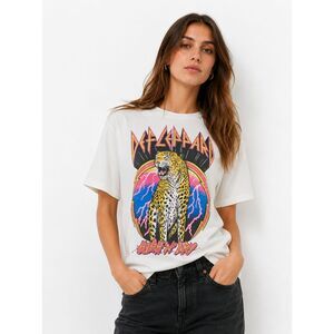 Def Leppard High N Dry Graphic Band Tee White Leopard Rock Shirt Punk Edgy M NEW